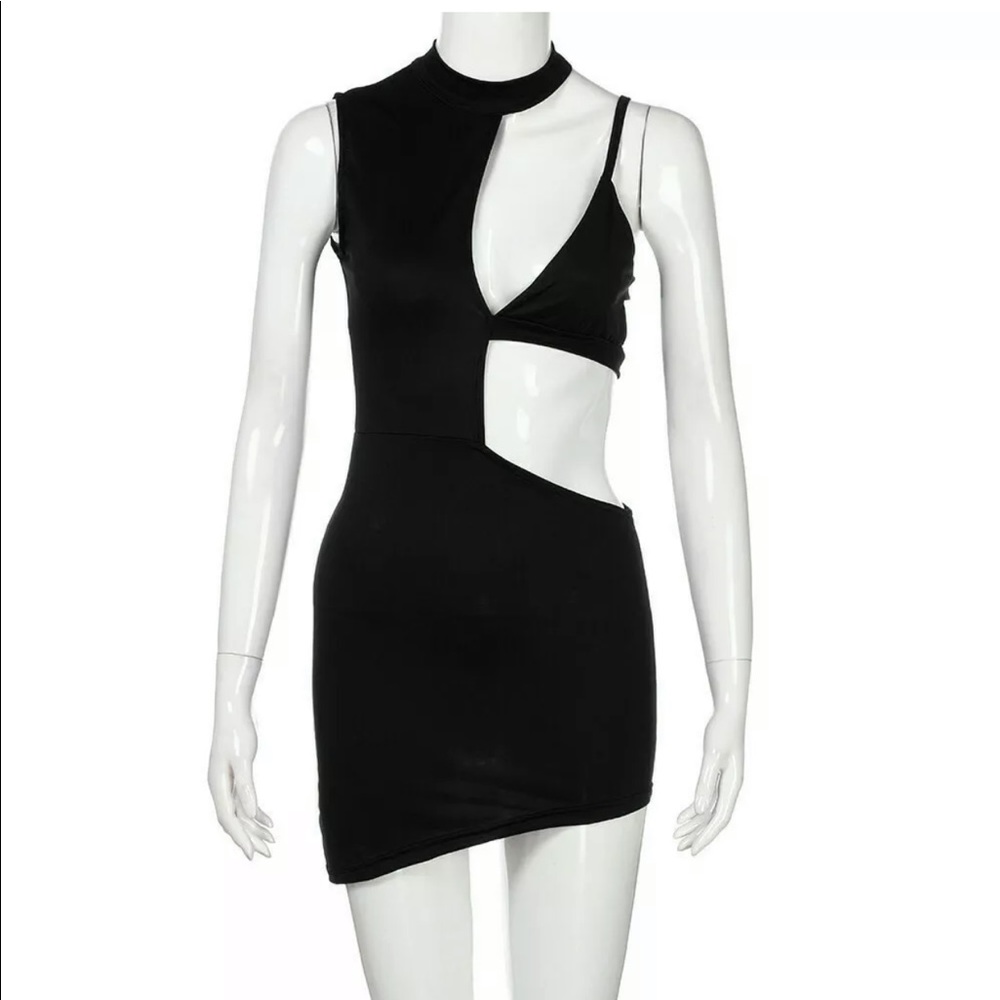 Sexy cut out black club dress